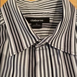Men’s button down striped dress shirt.